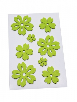 Filz-Sticker Blüten hellgrün 1,7/3,2/4,3cm  Solange Vorrat!